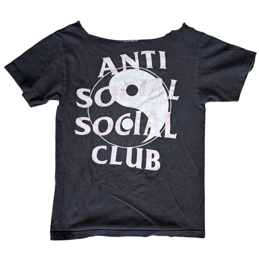 Anti Social Social Club Black Small Custom Off the Shoulder Shirt graphic